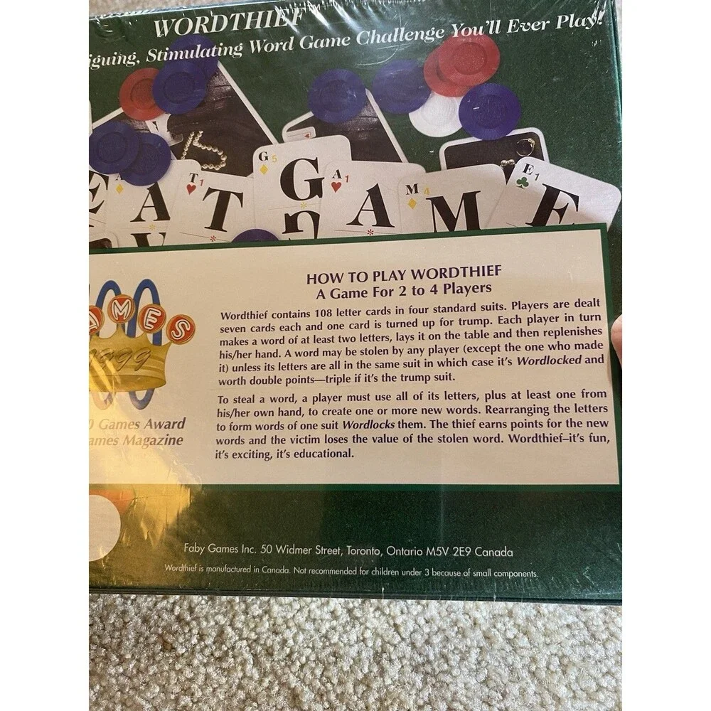 Vintage 1999 Wordthief Board Game Factory Sealed New Faby Games